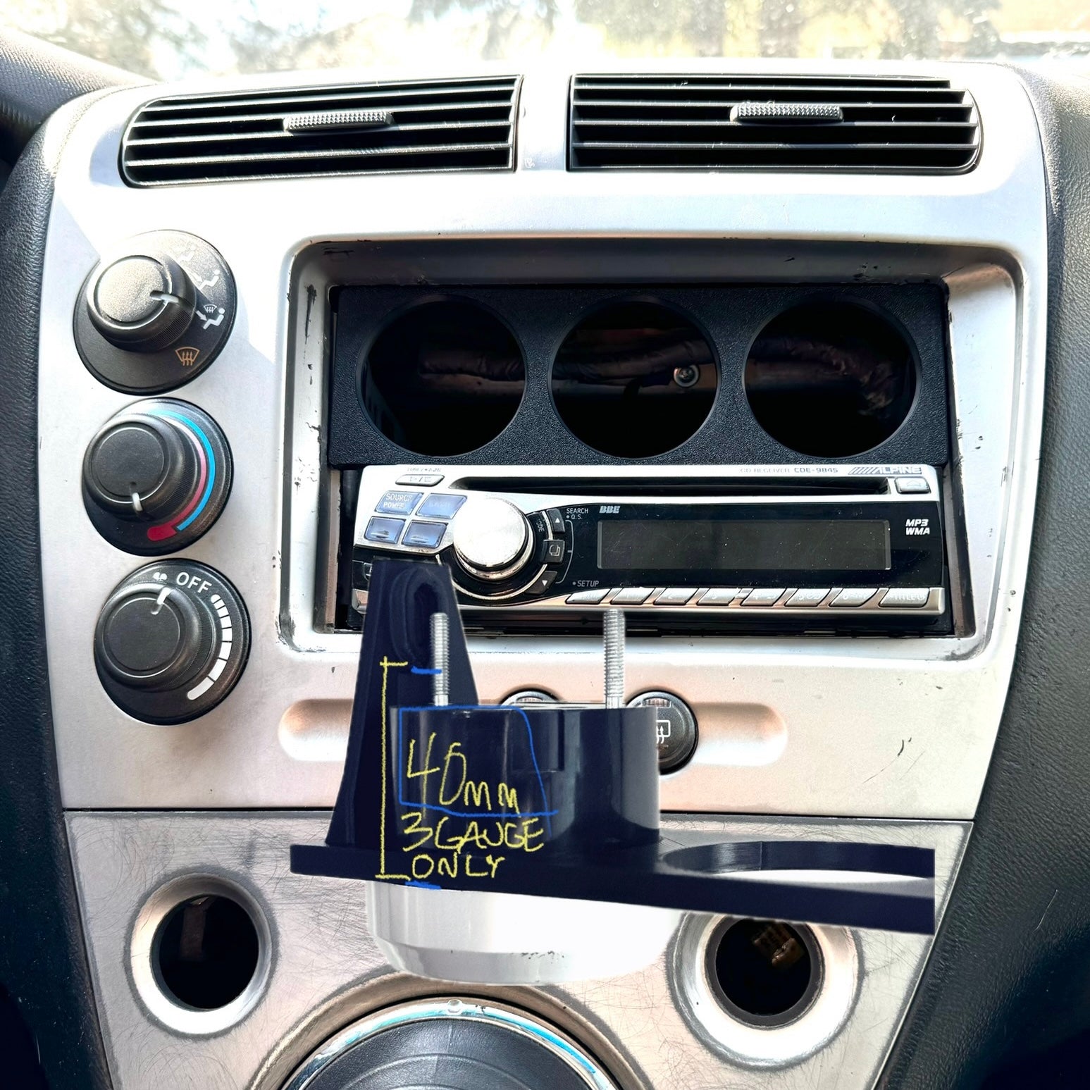 Radio FLAT 1, 2, 3 Gauge Pod Single OR Double Din - Textured / Triple O O O