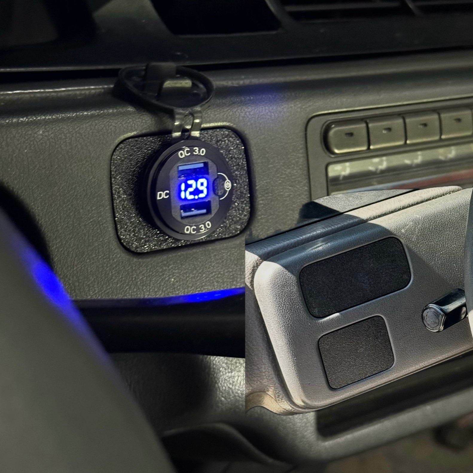 Defrost Button USB EG Civic - Voltmeter / Charger + 2 Delete / Textured