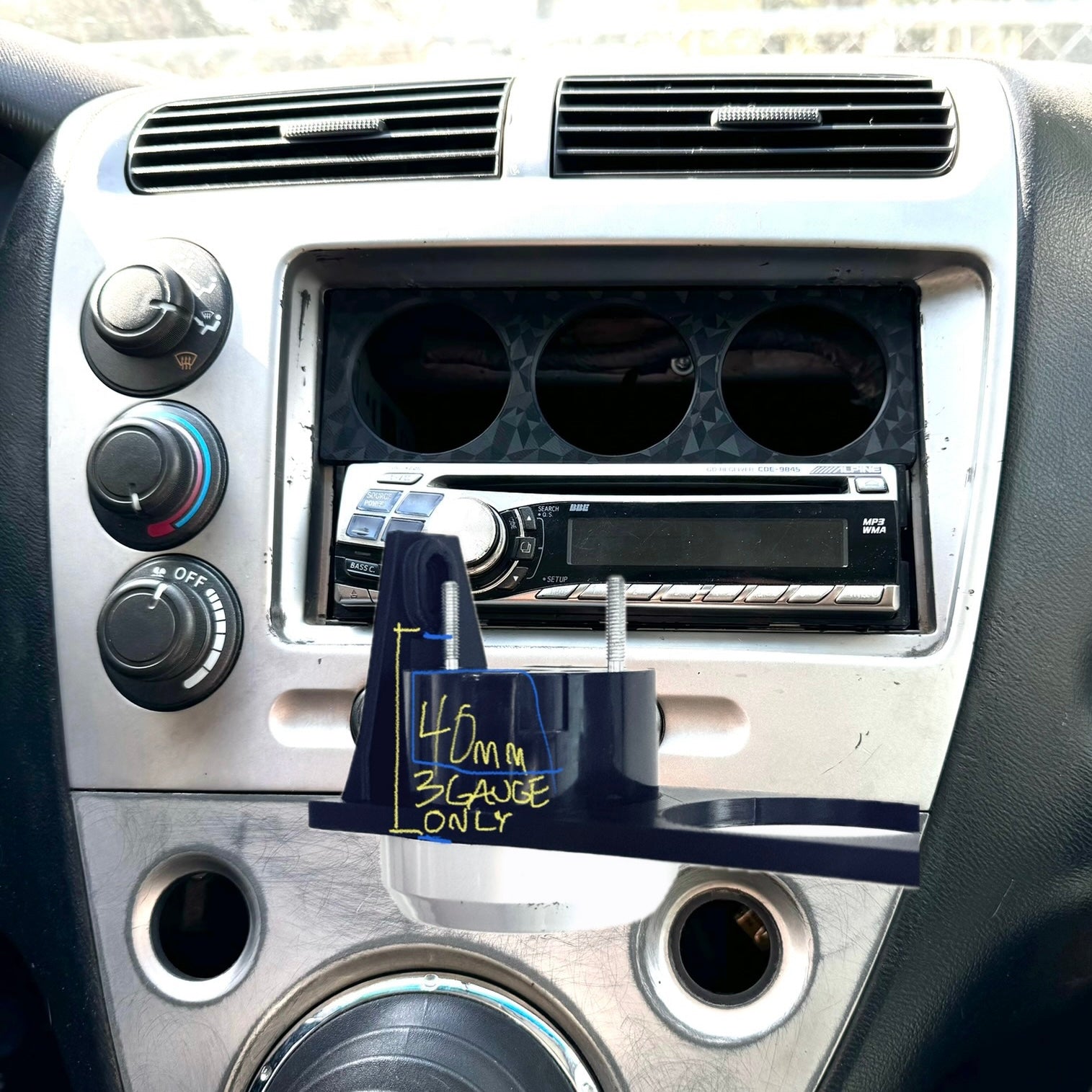 Radio FLAT 1, 2, 3 Gauge Pod Single OR Double Din - Diamond / Triple O O O