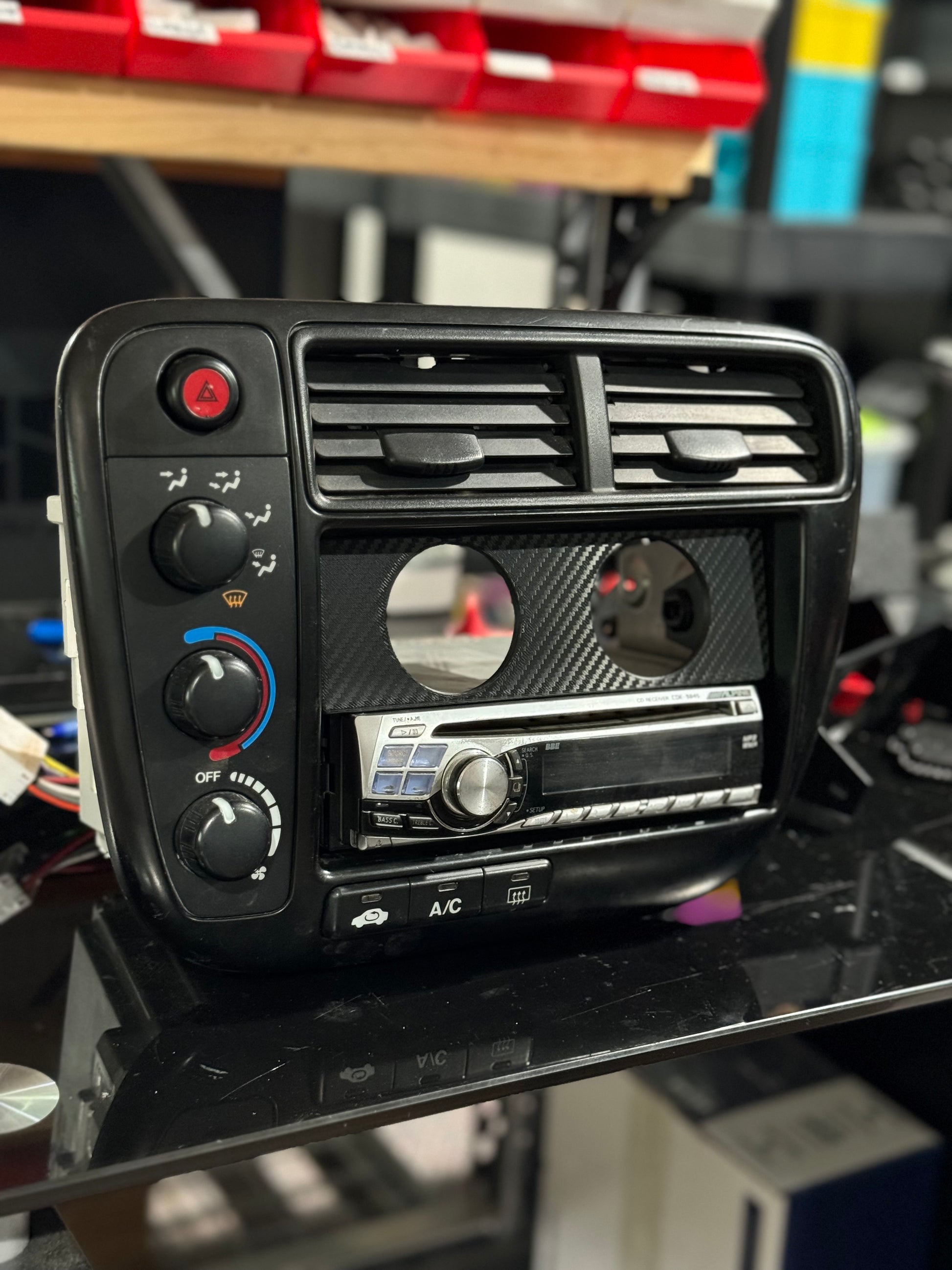 Radio FLAT 1, 2, 3 Gauge Pod Single OR Double Din - Carbon Fiber / Double O O